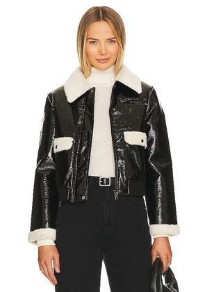 Adrienne Landau Faux Mink Trimmed Jacket in Black. Size M, S.