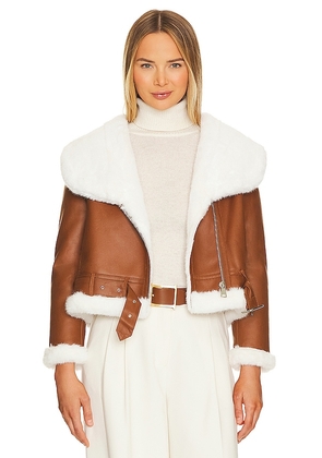 Adrienne Landau Faux Mink Fur Bonded Jacket in Tan. Size M, S.