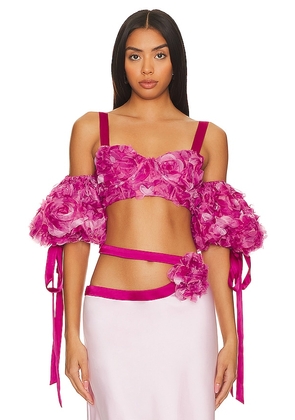 For Love & Lemons Autumn Crop Top in Pink. Size XL.