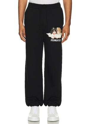 FIORUCCI Ribbed Angel Jogger in Black. Size S.