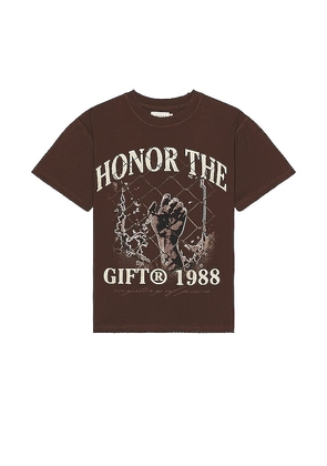 Honor The Gift Mystery Of Pain Tee in Brown. Size M, XL/1X.