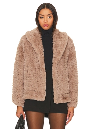 HEARTLOOM Sally Faux Fur Jacket in Taupe. Size M, S, XS.