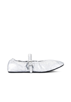 Helsa Ballerina Flat in Metallic Silver. Size 6, 6.5, 7, 7.5, 8, 8.5, 9, 9.5.