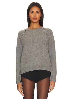 Autumn Cashmere Hand Braided Lace Up Crew Neck in Grey. Size S, XL.