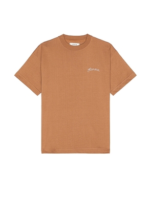 FLANEUR Signature T-shirt in Brown. Size M, S, XL/1X.