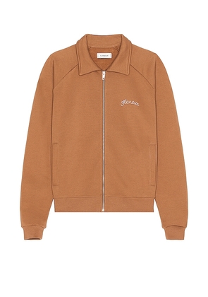 FLANEUR Signature Zip Jacket in Tangerine. Size M, S.