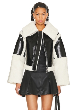 h:ours Lalita Faux Shearling Leather Jacket in Black. Size M, S, XL, XS, XXS.