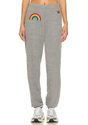 Aviator Nation Rainbow Embroidery Sweatpant in Grey. Size M, S, XL, XS.