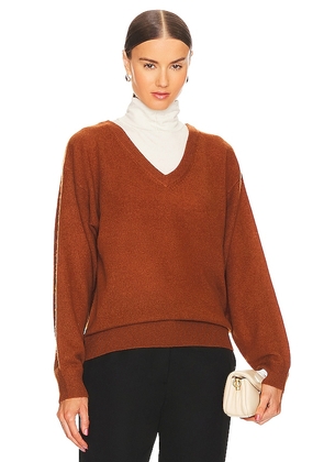 Equipment Lilou V Neck Sweater in Rust. Size M, S, XL, XS.