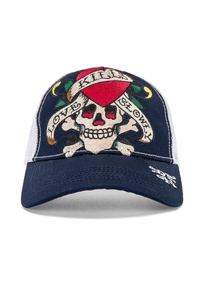 Ed Hardy Heart Skull Hat in Navy.