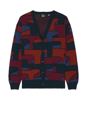 By Parra Canyons All Over Knitted Cardigan in Navy. Size M, S, XL/1X.