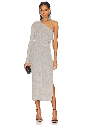 Ganni Sparkle One Sleeve Dress in Metallic Silver. Size M, S, XL, XS, XXS.