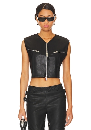 BY.DYLN Malcom Faux Leather Vest in Black. Size M, S.