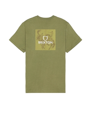 Brixton Alpha Square Short Sleeve Standard Tee in Olive. Size M.