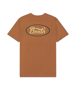 Brixton Parsons Short Sleeve Tailored Tee in Cognac. Size M, S.