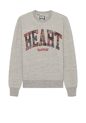 Billionaire Boys Club Heart Crew Sweatshirt in Grey. Size M, XL/1X.