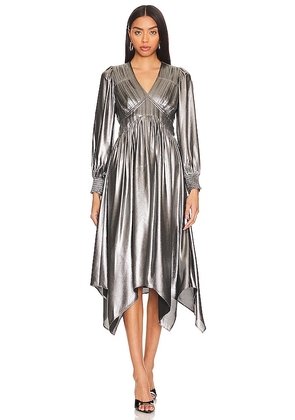 ALLSAINTS Estelle Metallic Dress in Metallic Silver. Size 2, 4, 6.