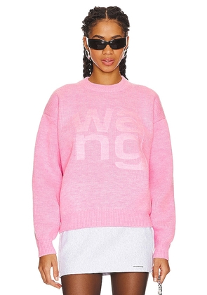 Alexander Wang Debossed Stacked Logo Unisex Pullover in Pink. Size M, S, XS.