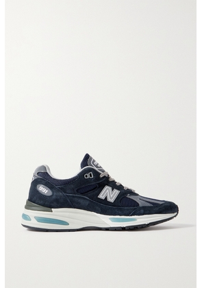 New Balance - 991v2 Reflective Faux Leather-trimmed Suede And Mesh Sneakers - Blue - US4,US4.5,US5,US5.5,US6,US6.5,US7,US7.5,US8,US8.5,US9,US9.5,US10,US10.5,US11