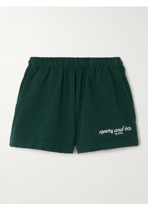 Sporty & Rich - Disco Printed Cotton-jersey Shorts - Green - x small,small,medium,large,x large
