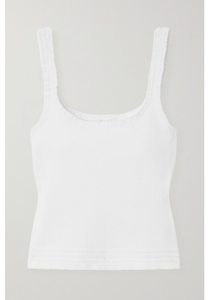 Chloé - Ruffled Ribbed Stretch-cotton Jersey Tank - White - x small,small,medium,large,x large