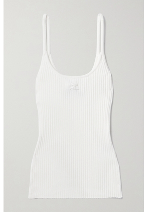 COURREGES - Reedition Appliquéd Ribbed-knit Tank - White - x small,small,medium,large,x large