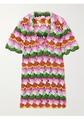 Farm Rio - Bananas Crocheted Cotton-blend Midi Dress - Multi - x small,small,medium,large,x large