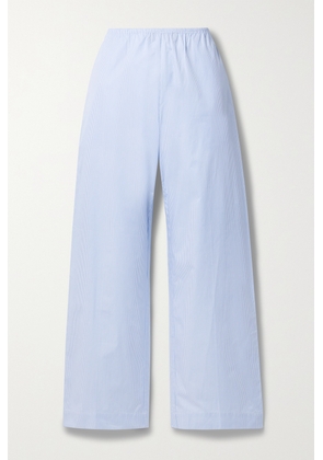 LESET - Yoshi Pinstriped Cotton-poplin Wide-leg Pants - Blue - x small,small,medium,large,x large