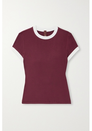 Skims - Soft Lounge Ringer T-shirt - Maroon - Burgundy - XS,S,M,L,XL
