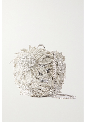 Oscar de la Renta - Billiard Crystal-embellished Sequined Silver-tone Shoulder Bag - One size