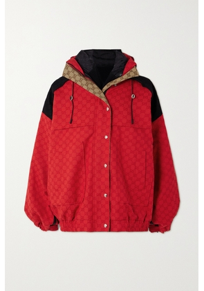 Gucci - Oversized Convertible Hooded Cotton-blend Canvas-jacquard Jacket - Red - IT36,IT38,IT40,IT42
