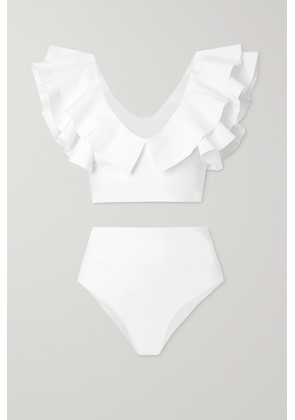 Maygel Coronel - + Net Sustain Mila Ruffled Bikini - White - Petite,One Size,Extended