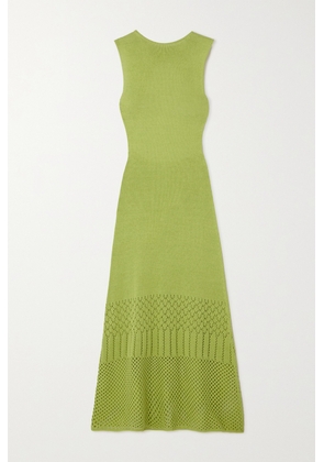 ESCVDO - + Net Sustain Tondero Open-back Knitted Cotton Midi Dress - Green - x small,small,medium,large,x large