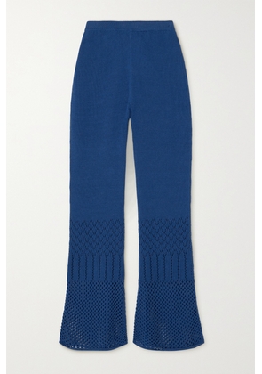 ESCVDO - + Net Sustain Lia Open-knit Cotton Flared Pants - Blue - x small,small,medium,large,x large