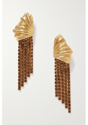 Oscar de la Renta - Shell Gold-tone Crystal Earrings - One size