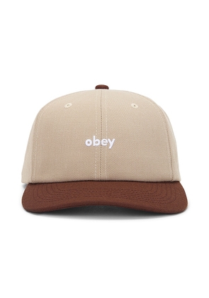 Obey Shade 6 Panel Snapback Hat in Beige.
