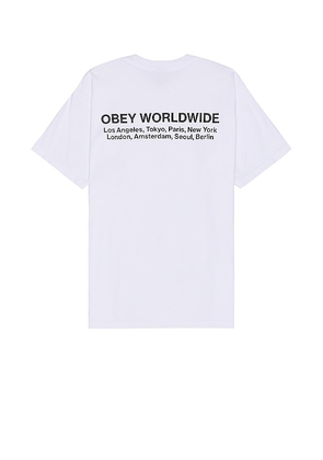 Obey Worldwide Cities Tee in White. Size M, S.