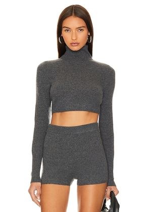 SIMKHAI Brie Cropped Sweater in Charcoal. Size M, S, XS.