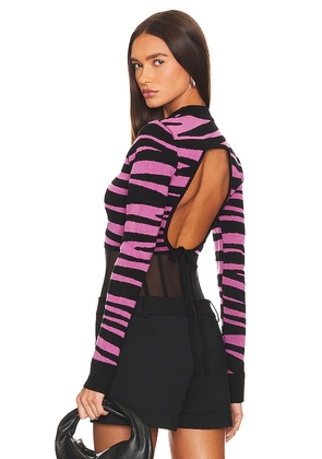 Monse Zebra Cropped Sweater in Pink. Size M, S, XS.