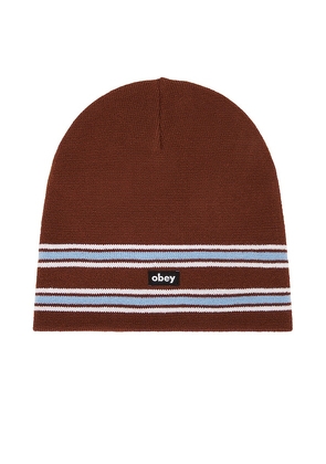 Obey Bass Beanie in Brown.