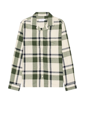 onia Flannel Overshirt in Green. Size M, S, XL/1X.