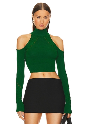 Michael Costello Jesseni Cold Shoulder Top in Green. Size M, S, XL, XS.
