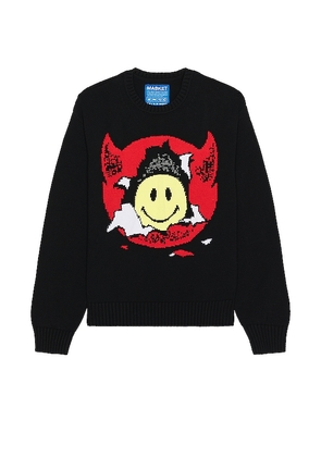 Market Smiley Inner Peace Sweater in Black. Size M.