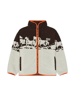Market Sequoia Polar Fleece Jacket in Brown, LightGrey. Size XL/1X.