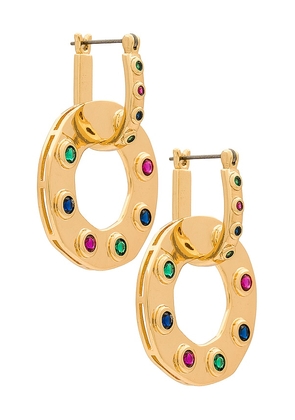 Luv AJ The Royale Stone Statement Earrings in Metallic Gold.