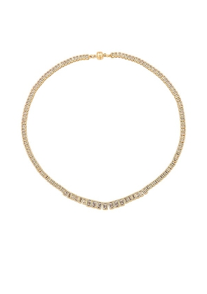 Luv AJ The Emerald Bezel Tennis Necklace in Metallic Gold.