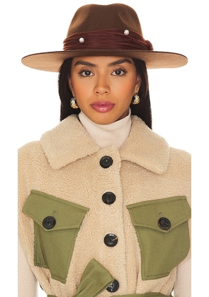Lele Sadoughi Farrah Wool Rancher Hat in Brown.