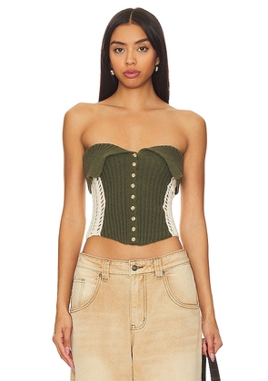 Jaded London Knitted Corset in Olive. Size S, XL.