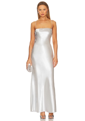 LPA Finelli Maxi Dress in Metallic Silver. Size M.