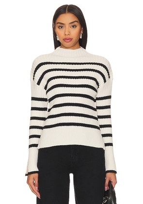 Line & Dot Sunday Stripe Sweater in Black,White. Size M, S, XS.